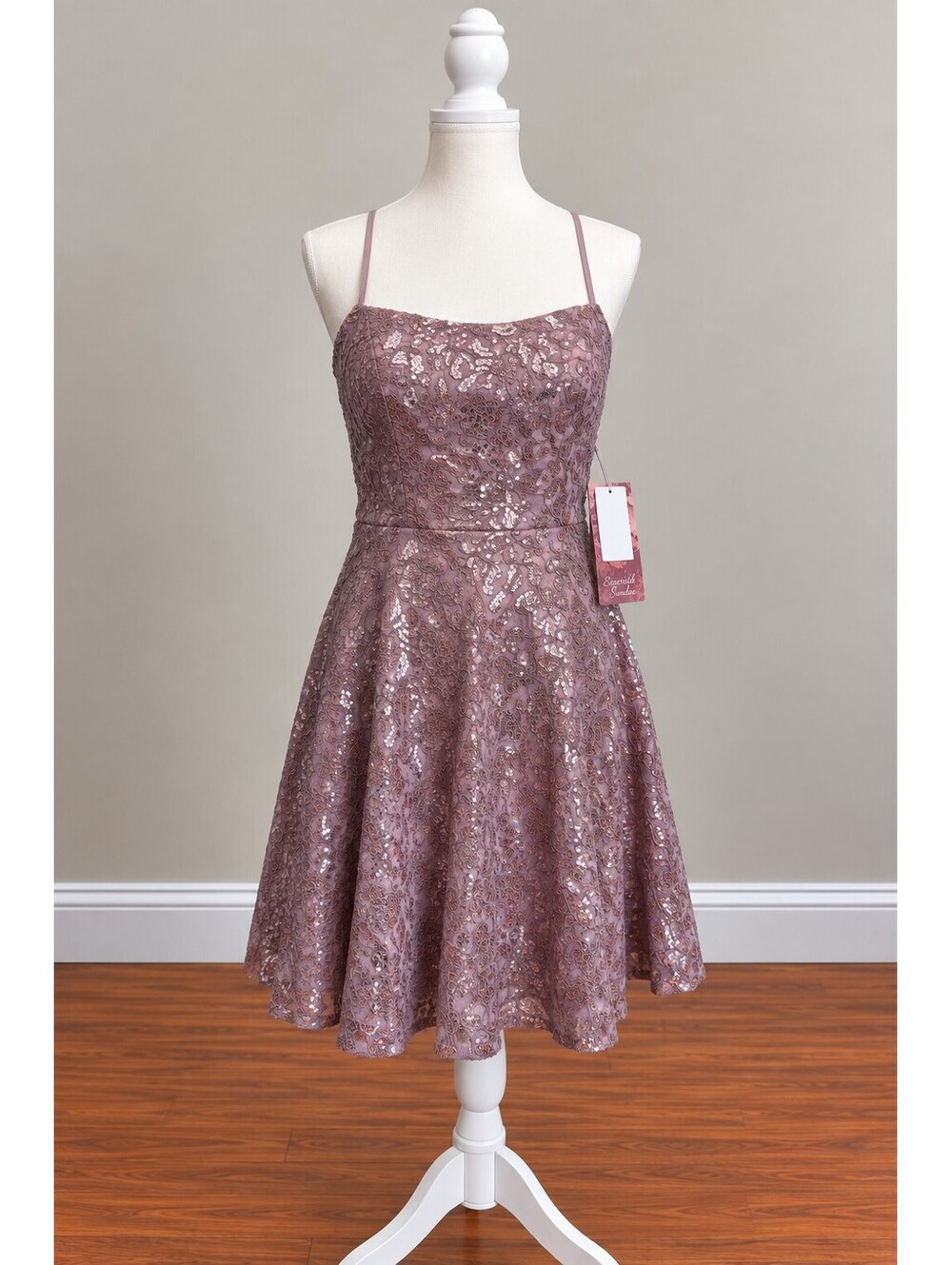 Emerald Sundae Lilac/Lavender Sequin Lace Fit & Flare Cocktail Dress Size M NWT
